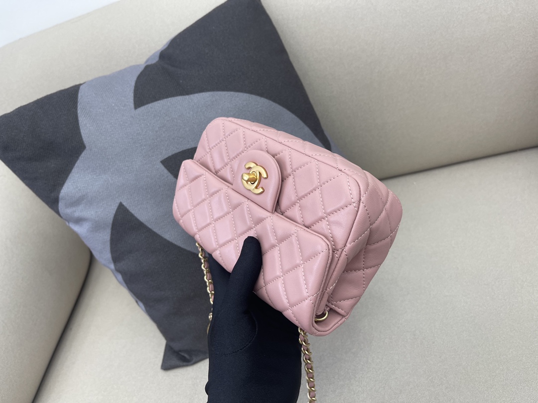 Small Classic Flap Lambskin Bag AS1787 Light Pink